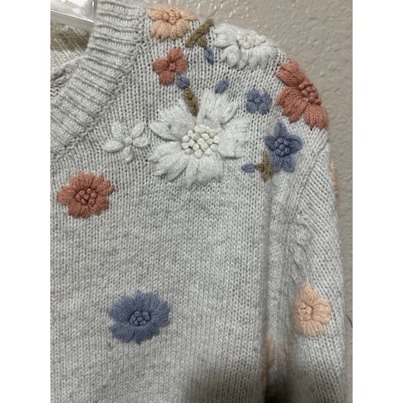 Women’s Ava & Viv Oatmeal Cream, Pink & Purple Embroidered Floral Sweater 1X XXL - Picture 4 of 4